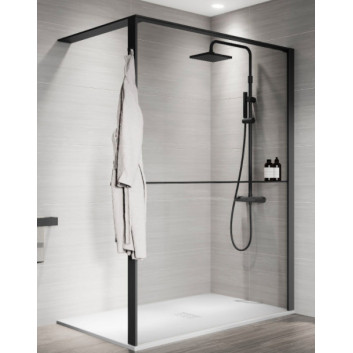 Shower enclosure Walk-In Novellini Kaudra HWL Frame, 220x200cm, right version, z 2 półkami, white profile mat