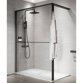 Shower enclosure Walk-In Novellini Kaudra HWL Frame, 220x200cm, right version, z 2 półkami, white profile mat