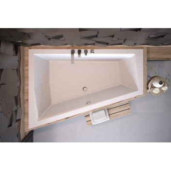Asymmetric bathtub Besco Intima Slim, 160x90cm, left version, acrylic, white