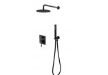 Shower set Besco Decco / Illusion, concealed, 2 wyjścia wody, overhead shower ultraslim, black mat