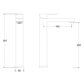 Washbasin faucet Besco Illusion II, standing, height 264mm, chrome