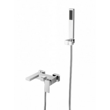Bath tap Besco Illusion, wall mounted, spout 189mm, Shower set, chrome