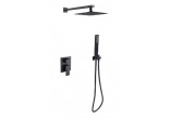 Shower set Besco Varium / Modern II, concealed, 2 wyjścia wody, overhead shower ultraslim, black mat