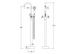 Freestanding bath mixer Besco Retro I, height 1150mm, Shower set, chrome
