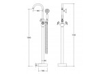 Freestanding bath mixer Besco Modern II, height 1120mm, Shower set, chrome