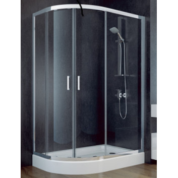 Shower cabin asymmetric Besco Modern 185, 100x80cm, glass transparent, profil chrome