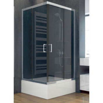 Shower cabin kwadrotowa Besco Modern 185, 80x80cm, glass transparent, profil chrome