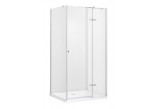 Shower cabin square Besco Pixa, 90x90cm, right, glass transparent, profil chrome