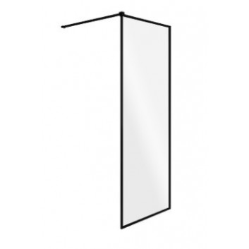 Shower cabin Walk In Besco Aveo Black, 90x195cm, glass transparent, profil black mat