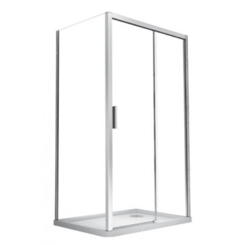 Door shower for recess installation Besco Viva, 100x195cm, left, swinging, glass transparent, profil chrome