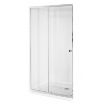 Door shower for recess installation Besco Actis, 120x195cm, sliding, glass transparent, profil chrome