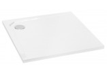 Square shower tray Besco Acro Ultraslim, 80x80cm, konglomeratowy, white