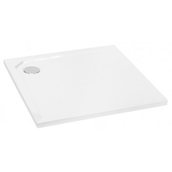 Angle shower tray Besco Asco Ultraslim, 80x80cm, konglomeratowy, white