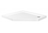 Pentagonal shower tray Besco Bergo Slimline, 90x90cm, acrylic, white