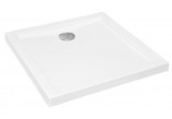 Square shower tray Besco Aquarius Slimline, 80x80cm, acrylic, white