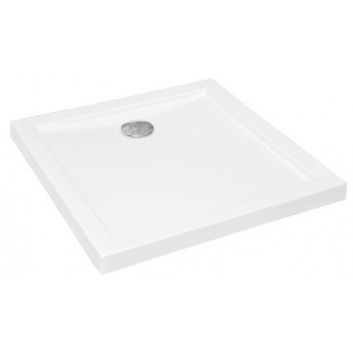 Shower tray rectangular Besco Alpina Slimline, 100x80cm, zintegrowany, acrylic, white