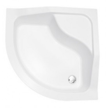 Angle shower tray Besco Diper I, 80x80cm, deep, z siedziskiem, acrylic, white