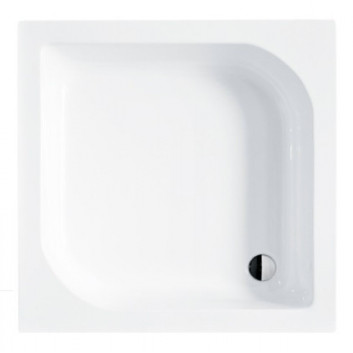 Square shower tray Besco Igor, 80x80cm, deep, z siedziskiem, acrylic, white