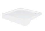 Square shower tray Besco Oskar, 80x80cm, zintegrowana obudowa, acrylic, white