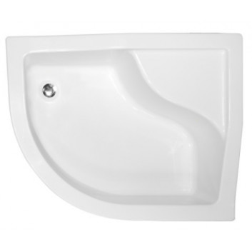 Shower tray asymentryczny Besco Saturn, 100x80cm, prawy, zintegrowana obudowa, acrylic, white