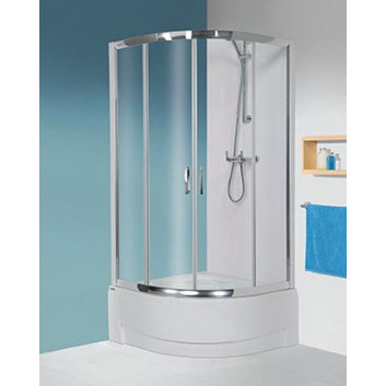 Quadrant shower enclosure Sanplast KP4/TX5B-80, glass transparent, silver profile shiny