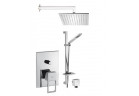 Shower set with concealed mixer, Paffoni Effe, overhead shower slim 30x30cm, arm wall-mounted 400mm, rail witk shelf, chrome