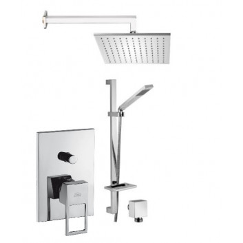 Shower set with concealed mixer, Paffoni Effe, overhead shower 30x30cm, arm 200mm, chrome