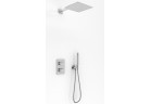 Shower set Kohlman Excelent, concealed, mixer thermostatic, square overhead shower 25cm, 2 wyjścia wody, chrome