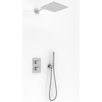 Shower set Kohlman Excelent, concealed, square overhead shower 25cm, 2 wyjścia wody, chrome