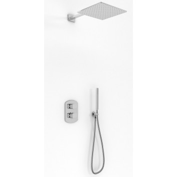 Shower set Kohlman Foxal, concealed, mixer thermostatic, round overhead shower 20cm, 2 wyjścia wody, chrome