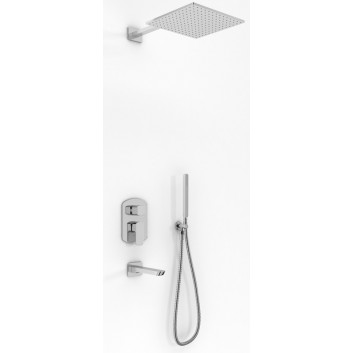 Shower set Kohlman Foxal, concealed, mixer thermostatic, square overhead shower 20cm, 2 wyjścia wody, chrome
