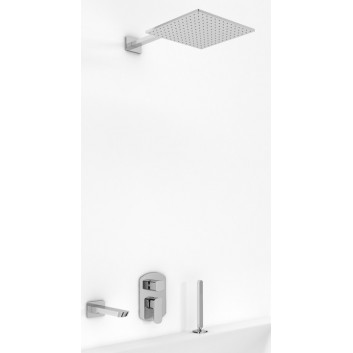 Bathtub set Kohlman Foxal, concealed, square overhead shower 20cm, 3 wyjścia wody, chrome