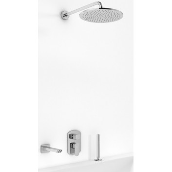 Bathtub set Kohlman Foxal, concealed, square overhead shower 20cm, 3 wyjścia wody, chrome