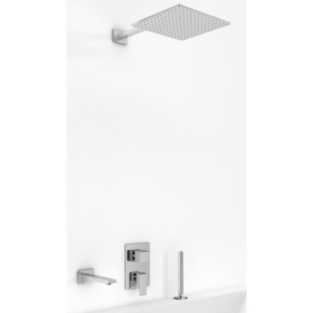 Bathtub set Kohlman Saxo, concealed, square overhead shower 20cm, 3 wyjścia wody, chrome