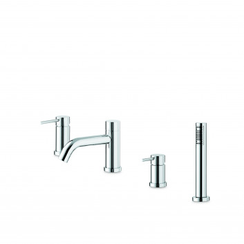 Bath tap Vema Maira, wall mounted, spout 204mm, with shower set, chrome