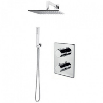 Shower set Vema Maira, concealed, mixer thermostatic, 2 wyjścia wody, overhead shower round 20cm, chrome