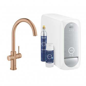 Set Grohe Blue Professional, jednostka chłodząca with mixer in the form of C, do wody gazowanej, obracana spout, chrome 