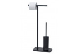 Stand for paper Gedy Florida, double, ze szczotką WC, height 64,4cm, black mat