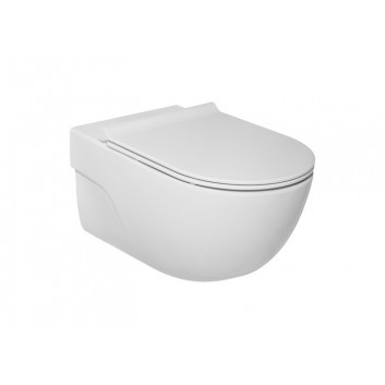 Set bowl wall-hung Roca Meridian, 56x36cm, bezkołnierzowa, seat slim with soft closing, white 