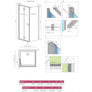 Door Radaway Essenza New KDJ+S 100 cm, PRAWE, chrome, transparent glass EasyClean