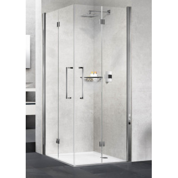 Shower cabin corner Novellini Young 2.0 2GS, 2 door leafs folding, 80x80cm, glass transparent, profil chrome