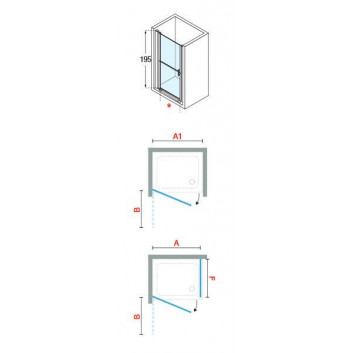 Door shower right Novellini Young 2.0 2GS, folding, 120cm, glass transparent, profil chrome