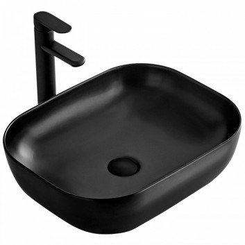 Countertop washbasin Rea Belinda Black, 46,5x35,5cm, without overflow, black shine