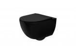Wall-hung wc Rea Carlo Mini Slim N, bezrantowa, 48x37cm, soft-close WC seat, black mat