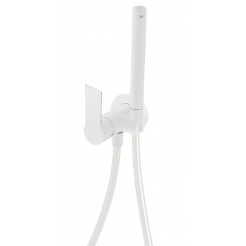 Concealed bidet mixer Tres Loft Colors, single lever, with hose, white mat