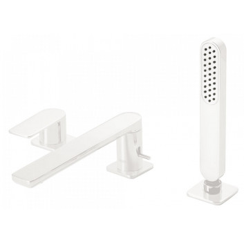 3-hole bath mixer Tres Loft Colors, 2 wyjścia wody, spout 220mm, white mat