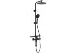 Shower set Rea Mike Black, with mixer with thermostat i witk shelf - black mat