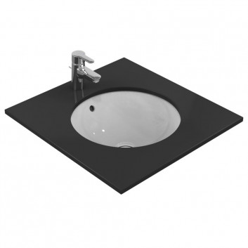 Under-countertop washbasin Ideal Standard Connect, 48cm, round, z overflow, without tap hole, white