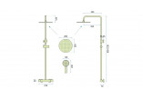 Shower set Rea Vincent Light Gold, wall mounted, 2 wyjścia wody, mixer thermostatic, gold