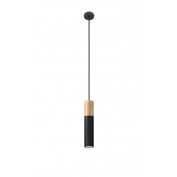 Lampa hanging Sollux Ligthing Pablo, 8cm, GU10 1x40W, white/naturalne drewno